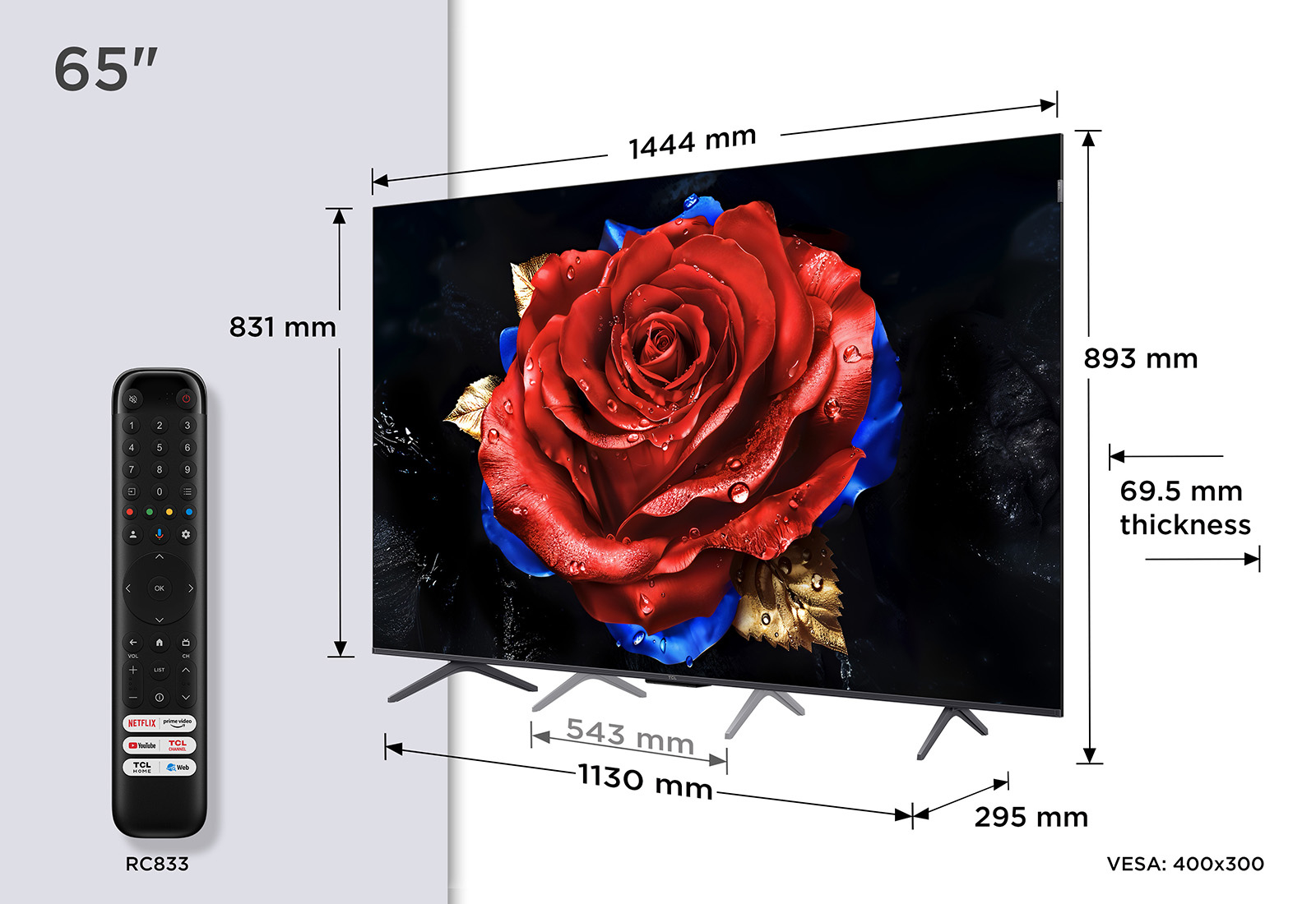 TCL 65T8C-UK 65" 4K QLED HDR Ultra HD Google TV thumbnail image