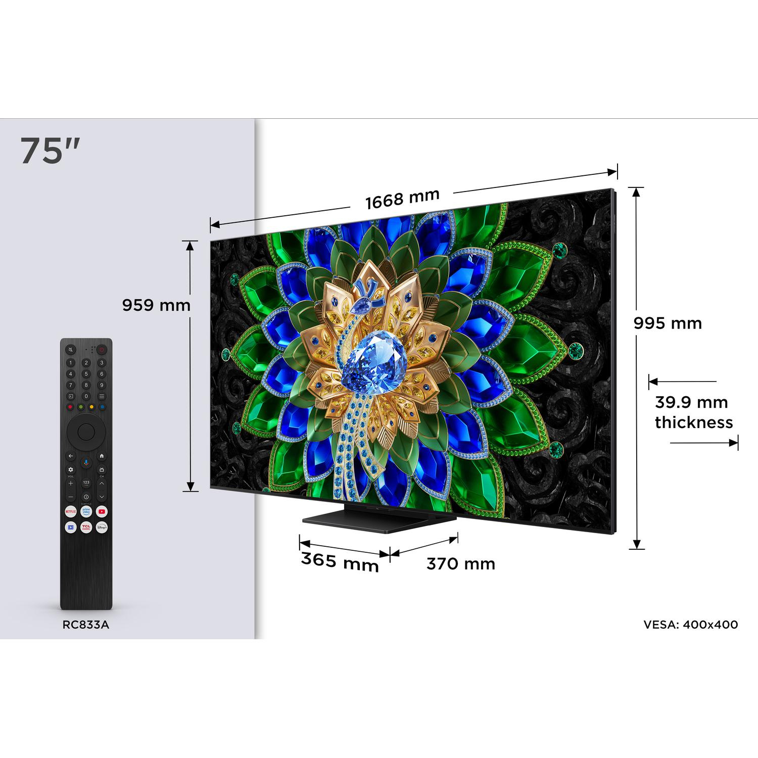 TCL 75A400U-UK 75" QD-MINI LED TV - Black thumbnail image