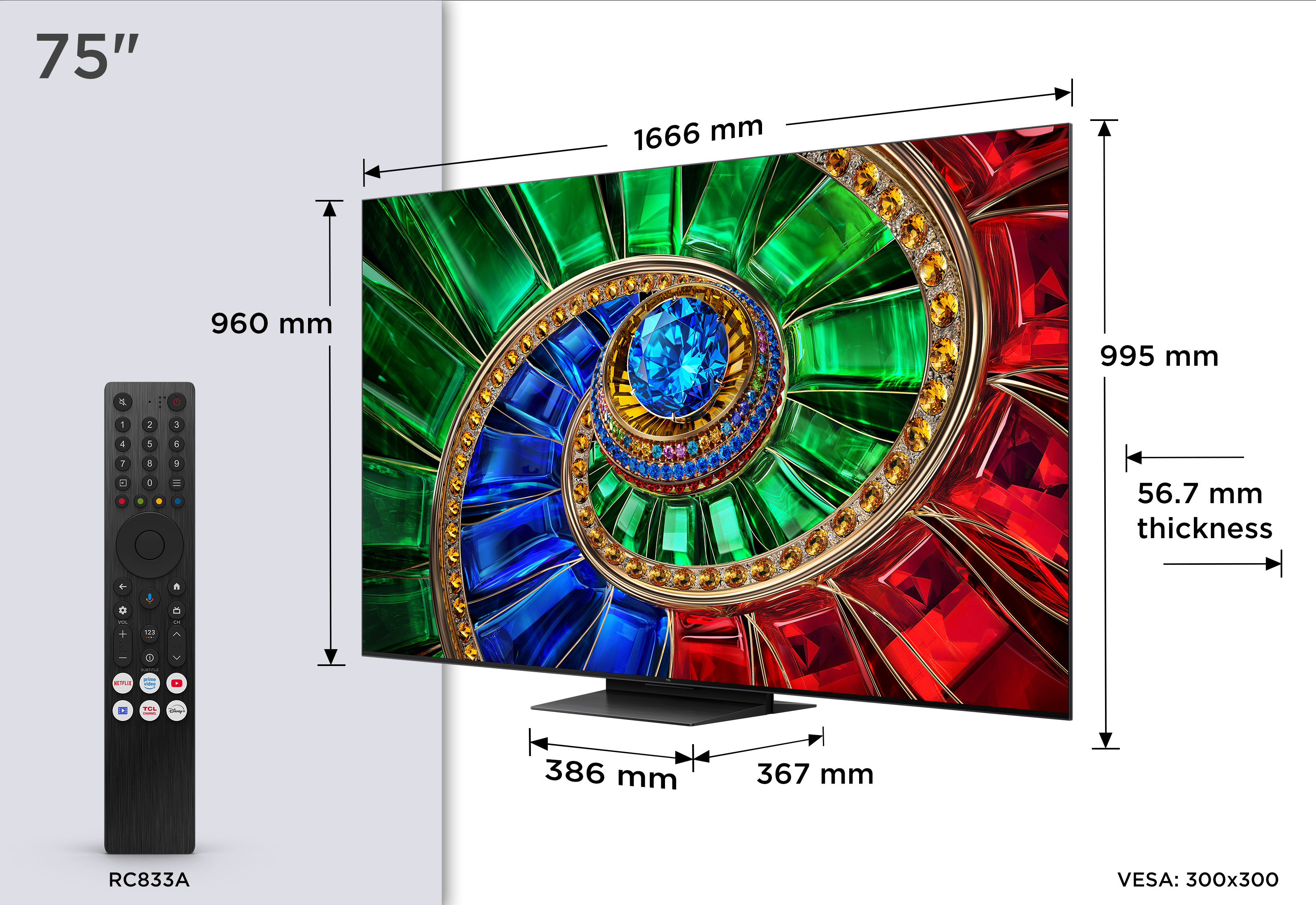 TCL 75RM7L-UK 75" 4K Ultra HD RGB MINI LED Google TV - Black thumbnail image