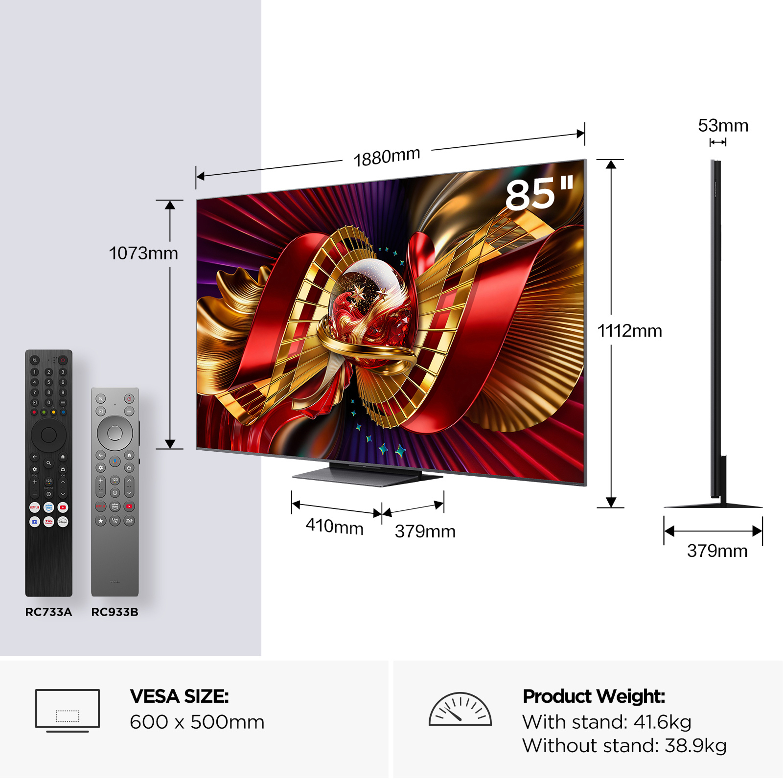 TCL 85C8L-UK 85" 4K Ultra HD QD-Mini LED Google TV - Black thumbnail image