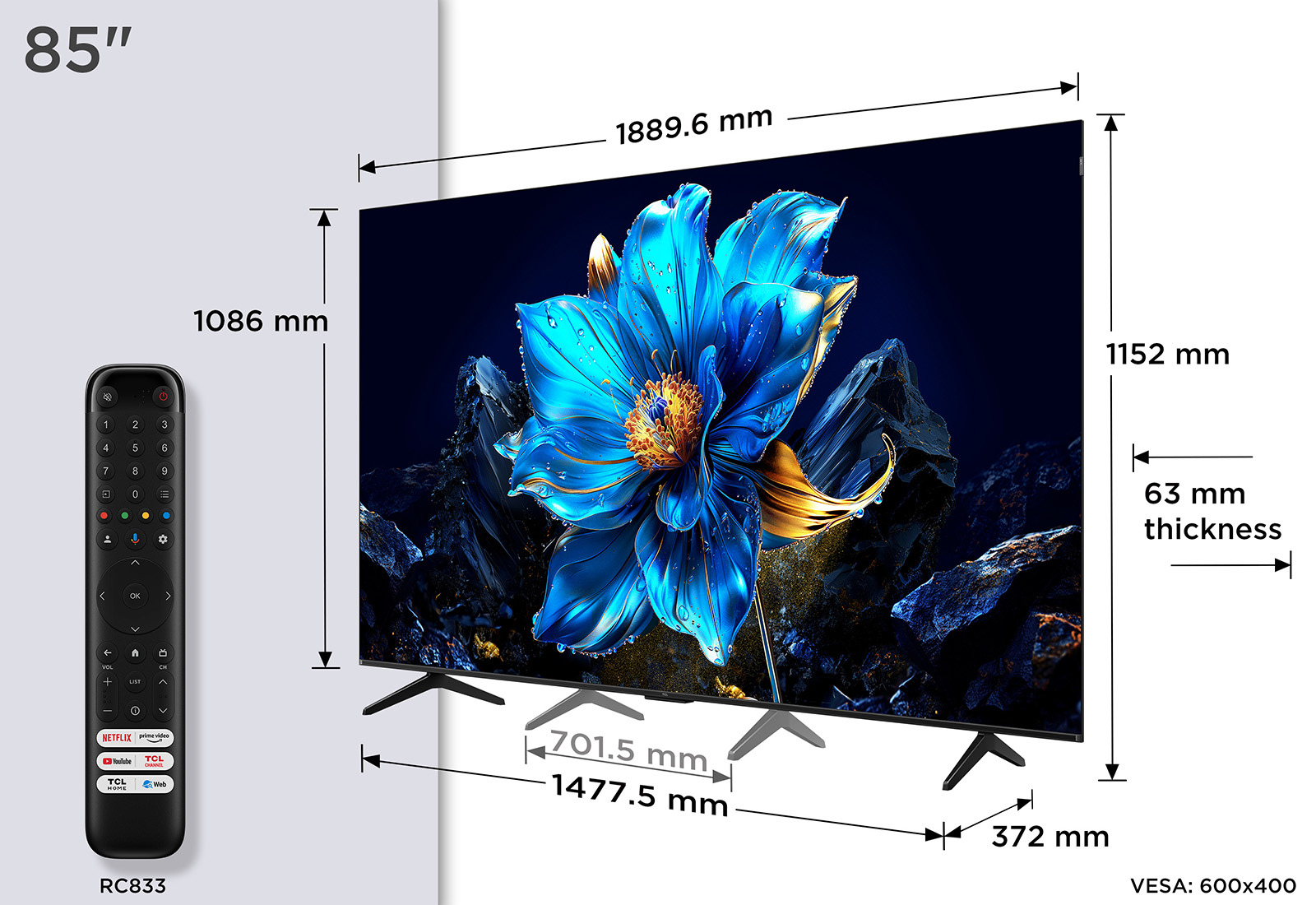 TCL 85P7K-UK 85" QLED Direct LED HDR Google TV thumbnail image