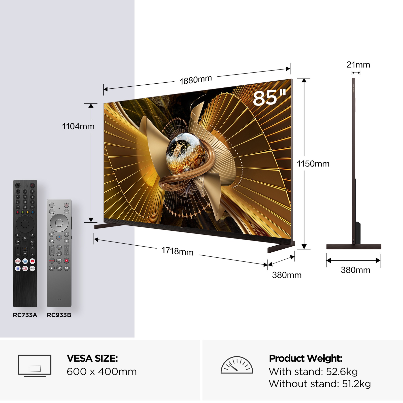 TCL 85X11L-UK 85" 4K Ultra HD SQD MINI LED Google TV - Black thumbnail image