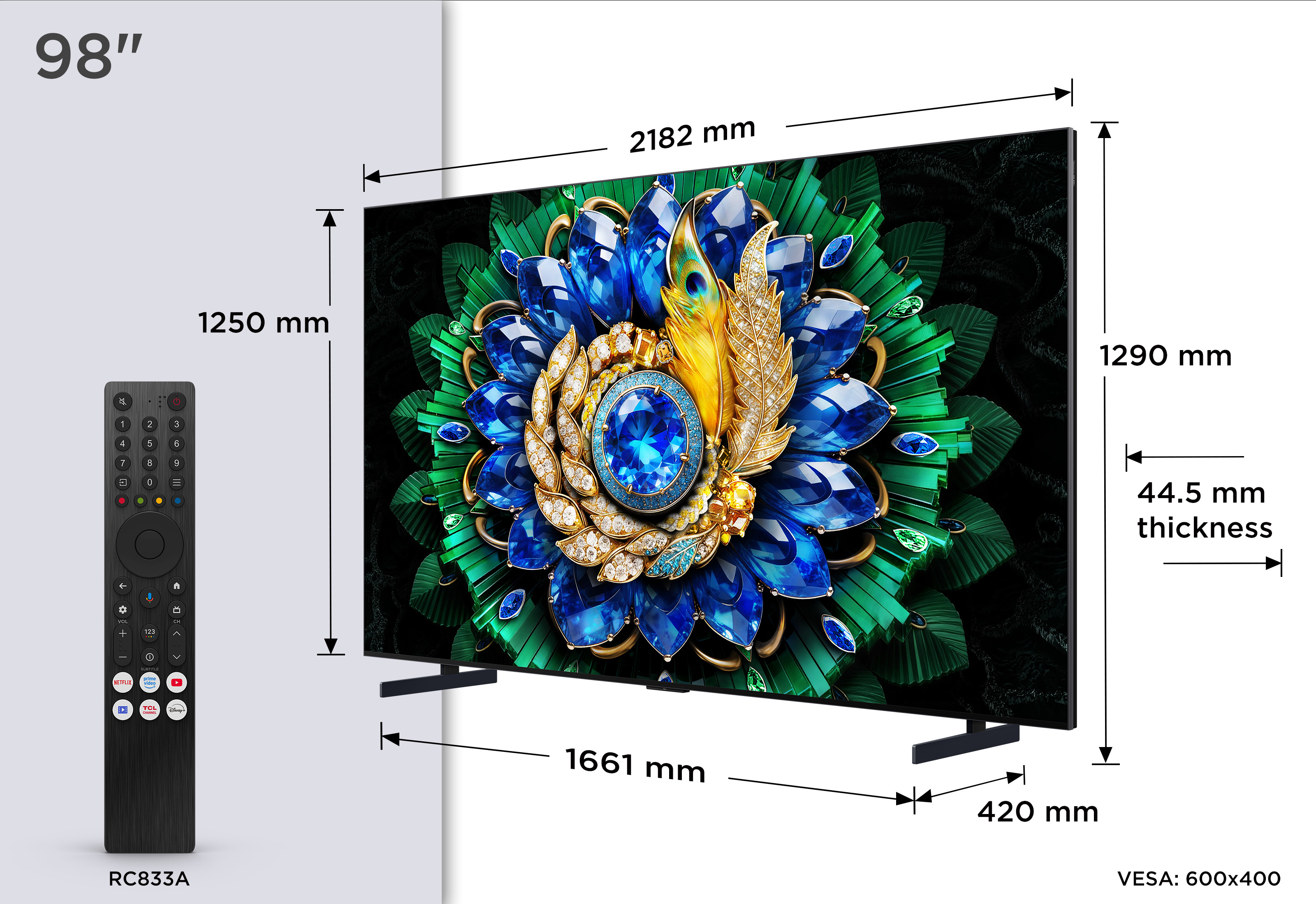 TCL 98A400M-UK 98" QD-MINI LED TV - Black thumbnail image