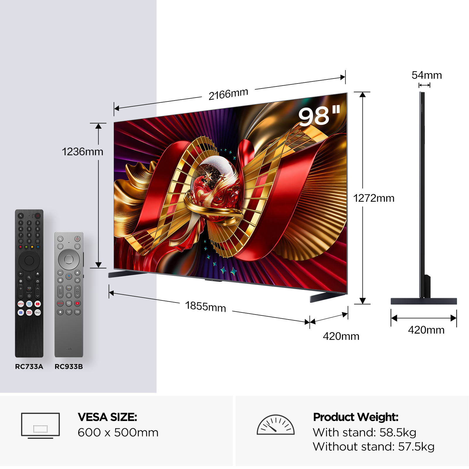 TCL 98C8L-UK 98" 4K Ultra HD QD-Mini LED Google TV thumbnail image