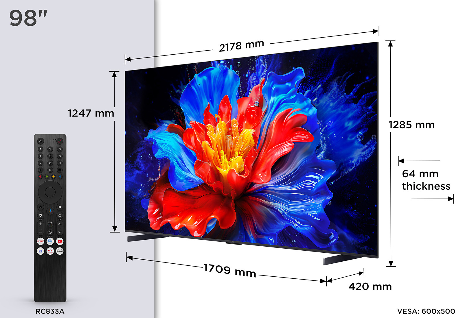 TCL 98P8K-UK 98" 4K QLED HDR Ultra HD Google TV thumbnail image