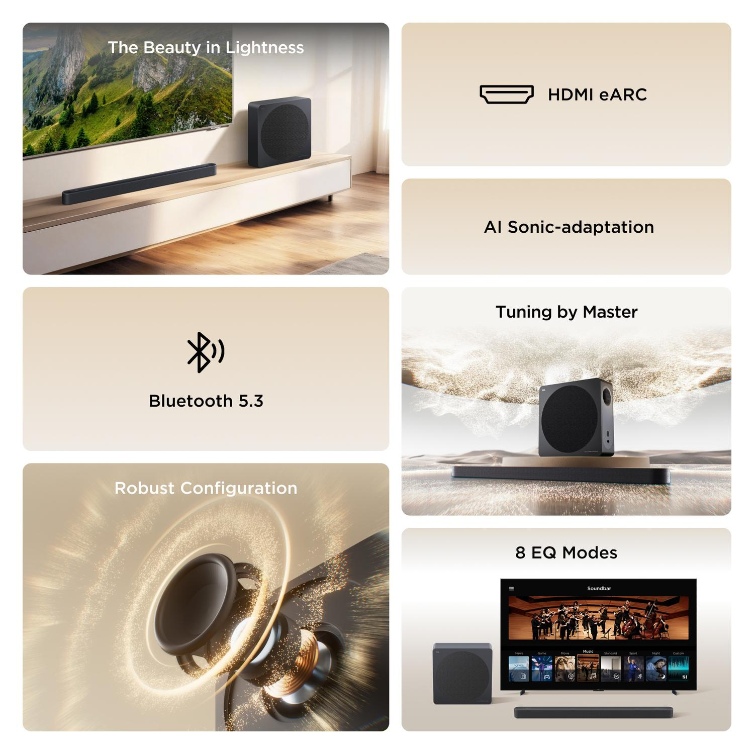 TCL A65K-UK 3.1.2ch Soundbar with wireless subwoofer, Audio by Bang & Olufsen, Dolby Atmos - Black thumbnail image