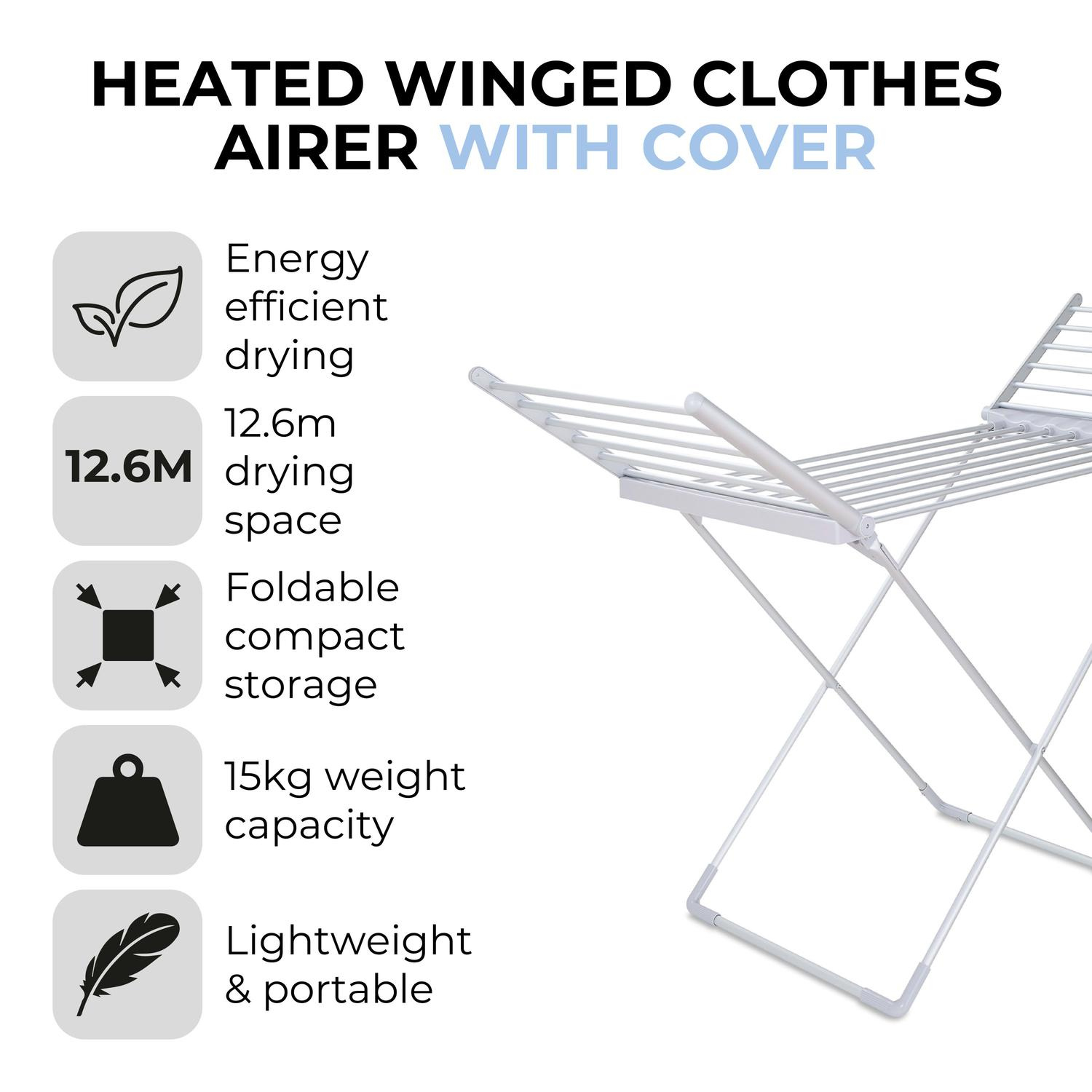 Tower T25003 Heated Winged Airer with Cover - Silver thumbnail image