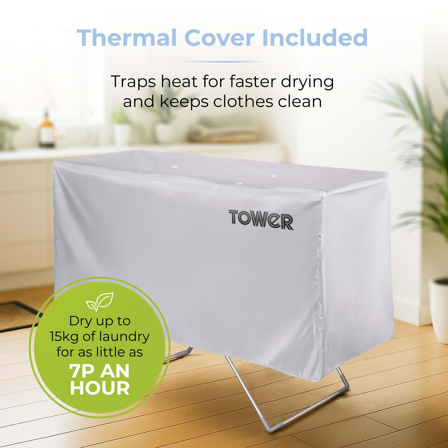 Tower T25003 Heated Winged Airer with Cover - Silver thumbnail image