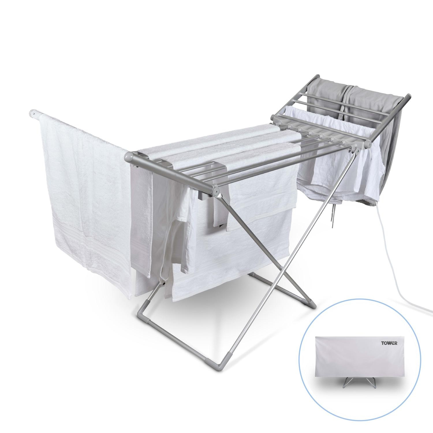 Tower T25003 Heated Winged Airer with Cover - Silver thumbnail image