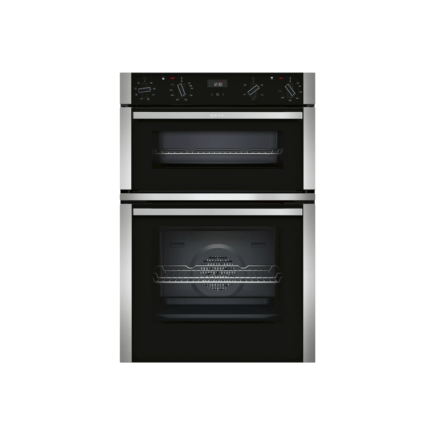 NEFF U1ACE2HN0B 59.4cm Built In Electric CircoTherm Double Oven - Black/Steel thumbnail image