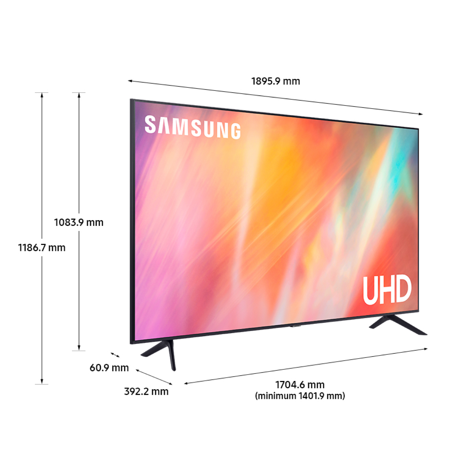 Samsung UE85AU7100KXXU 85" 4K UHD HDR Smart TV HDR powered by HDR10+ with Adaptive Sound and Boundless Screen thumbnail image
