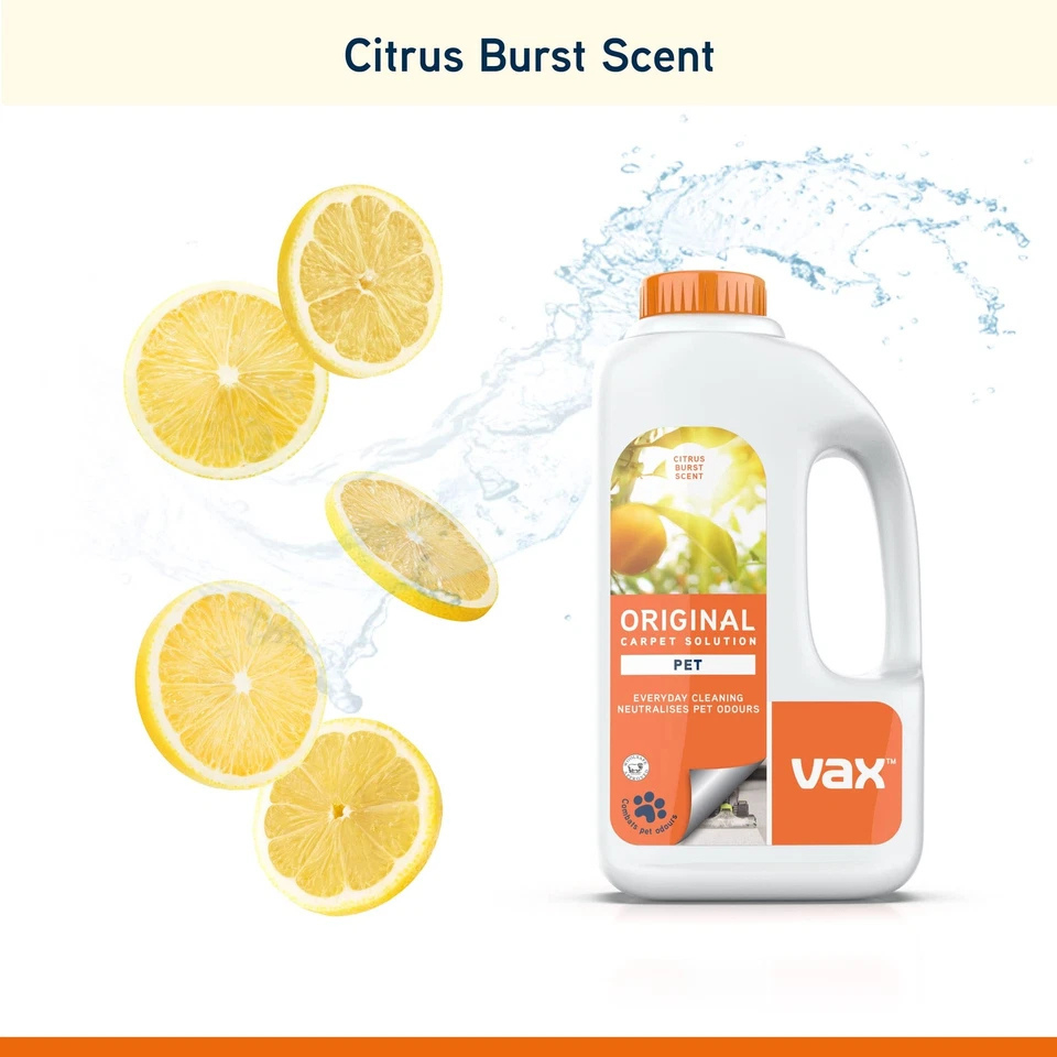 VAX 1-9-142054 Original Pet Carpet Cleaning Solution 1.5L, Citrus burst scent - White thumbnail image