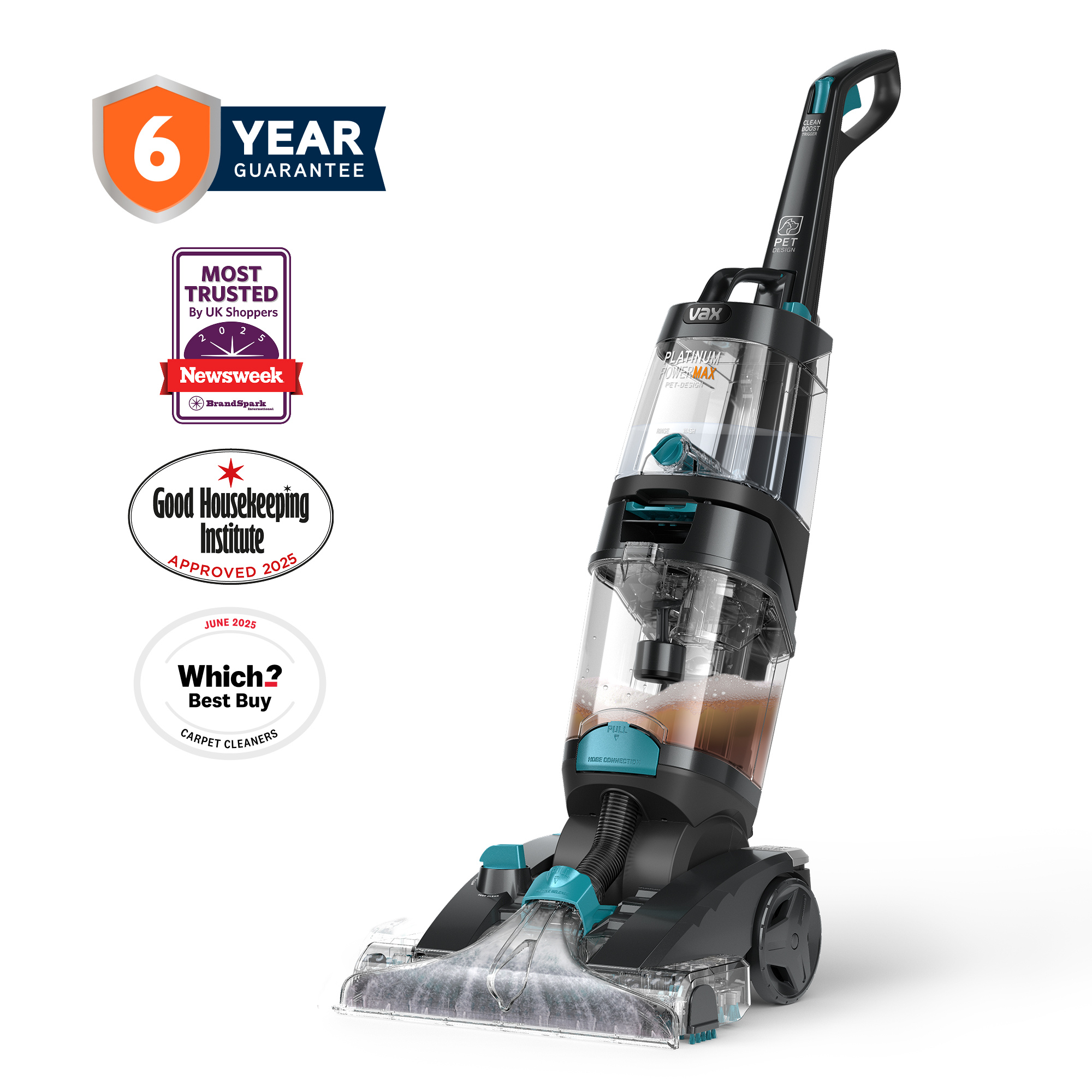 Vax CDCW-PMXP Platinum Power Max Pet-Design Carpet Cleaner - Black & Teal thumbnail image