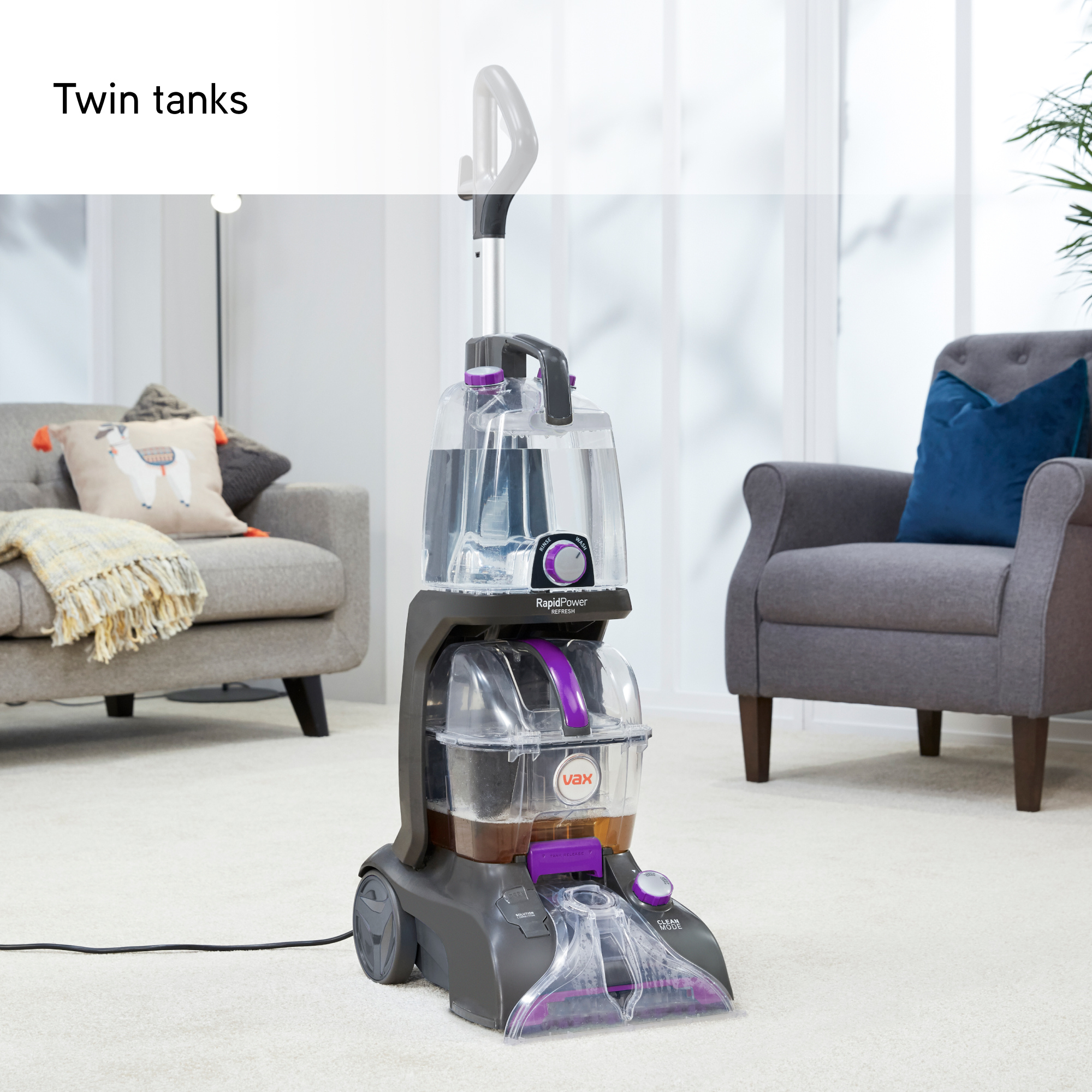 VAX CDCW-RPXR Rapid Power Refresh Carpet Cleaner - Grey/Purple thumbnail image