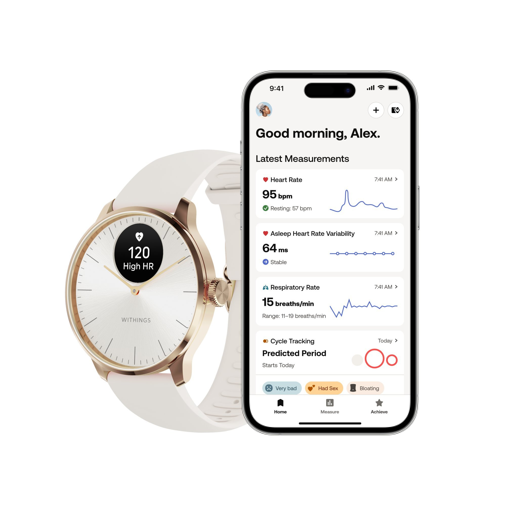 WITHINGS HWA111-model 1-All-Int Scanwatch Light - Rose Gold White thumbnail image