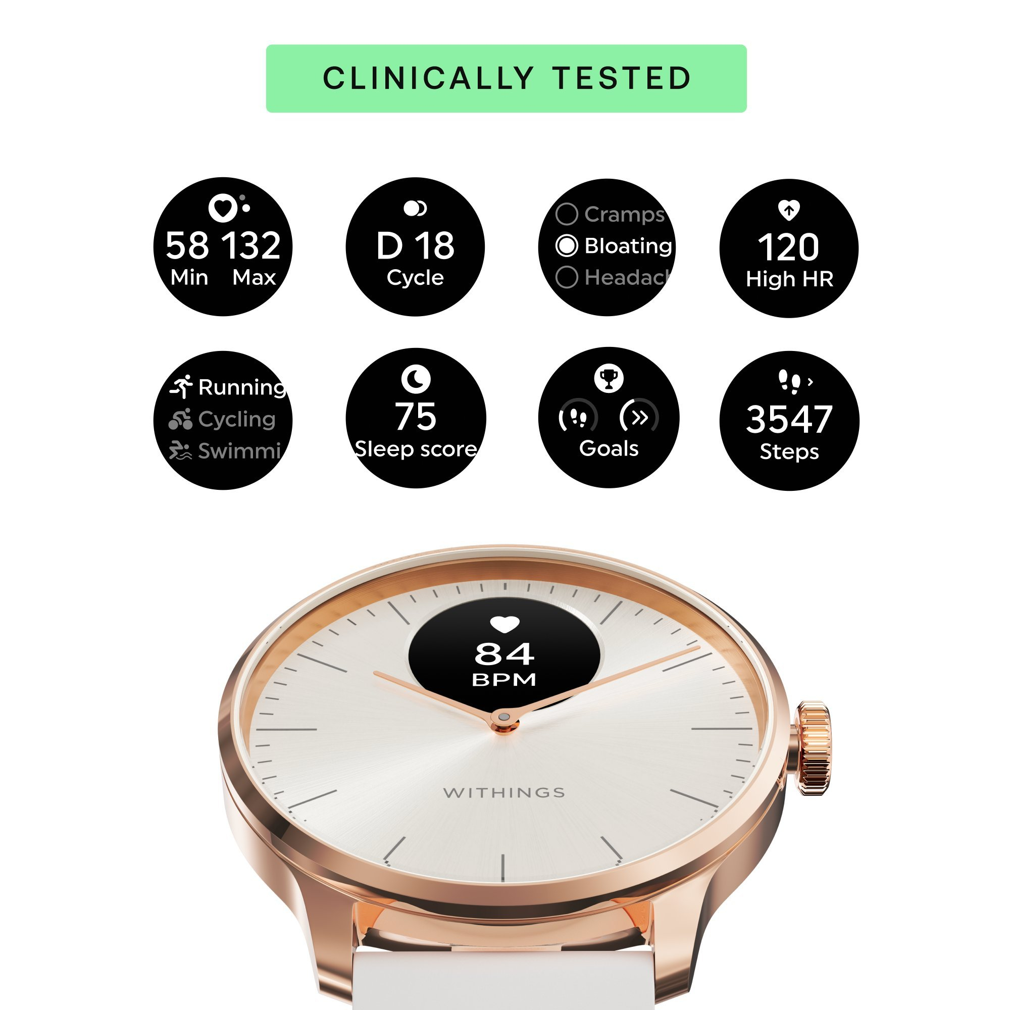 WITHINGS HWA111-model 1-All-Int Scanwatch Light - Rose Gold White thumbnail image