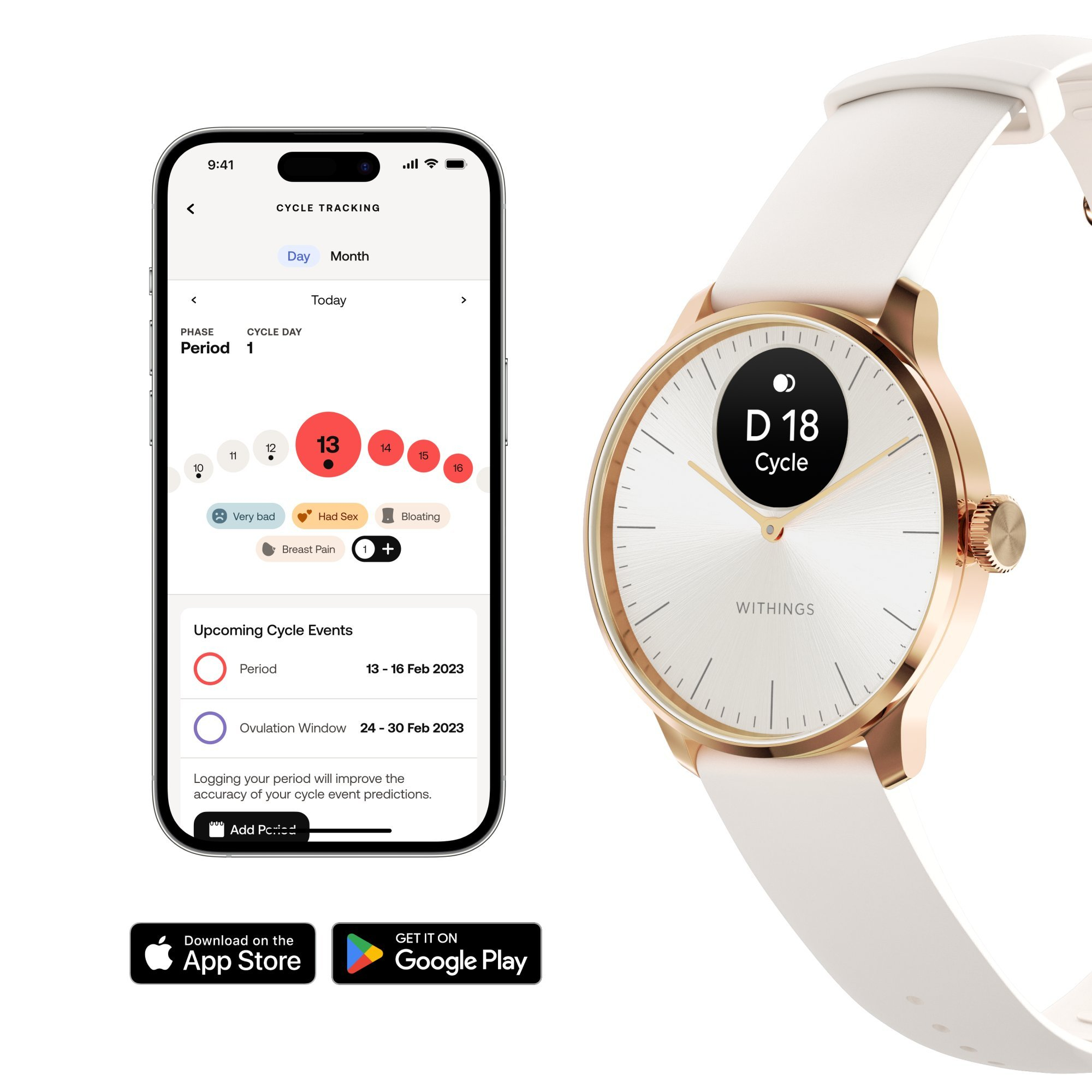 WITHINGS HWA111-model 1-All-Int Scanwatch Light - Rose Gold White thumbnail image