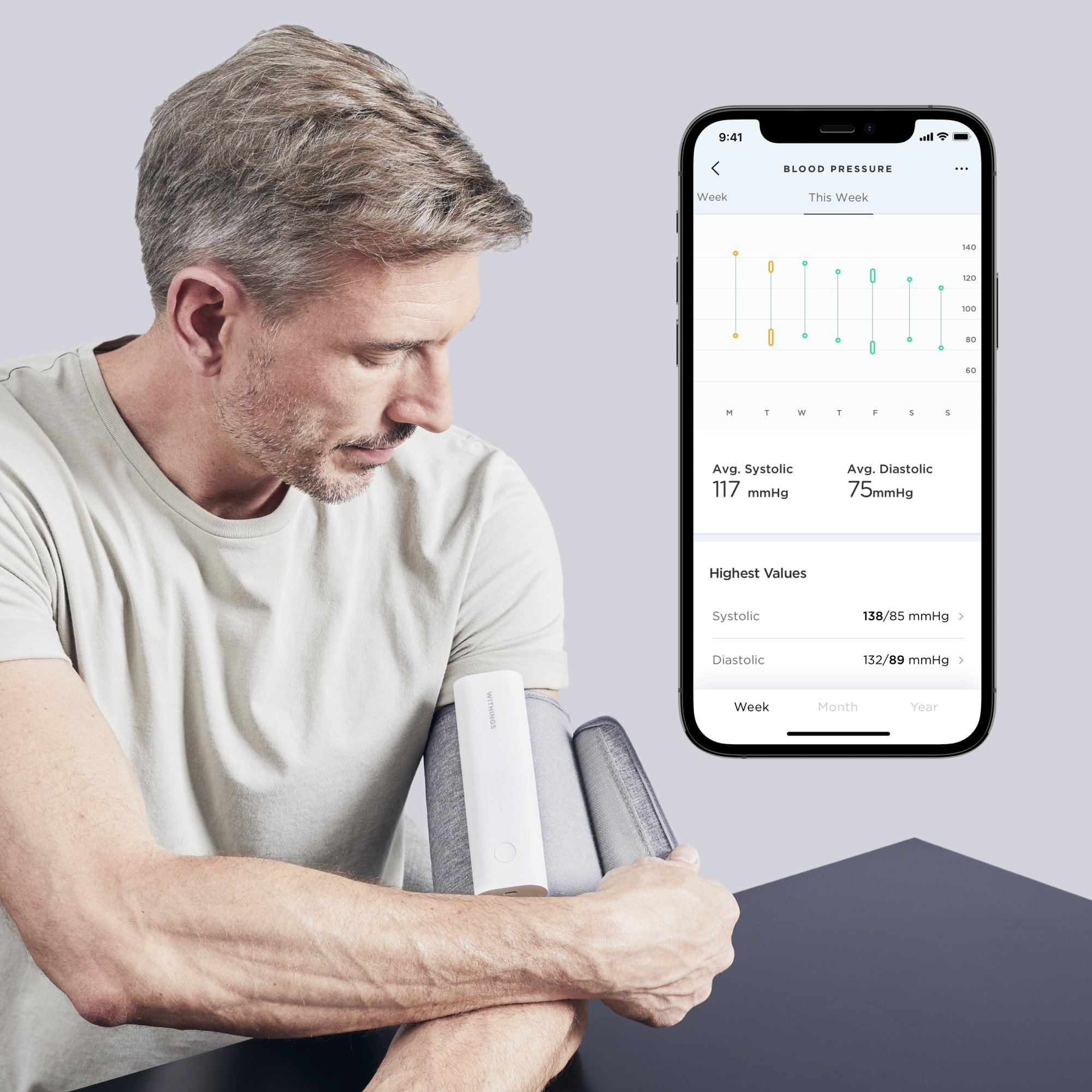 WITHINGS WMP05 Connect Blood Pressure Monitor - Grey thumbnail image