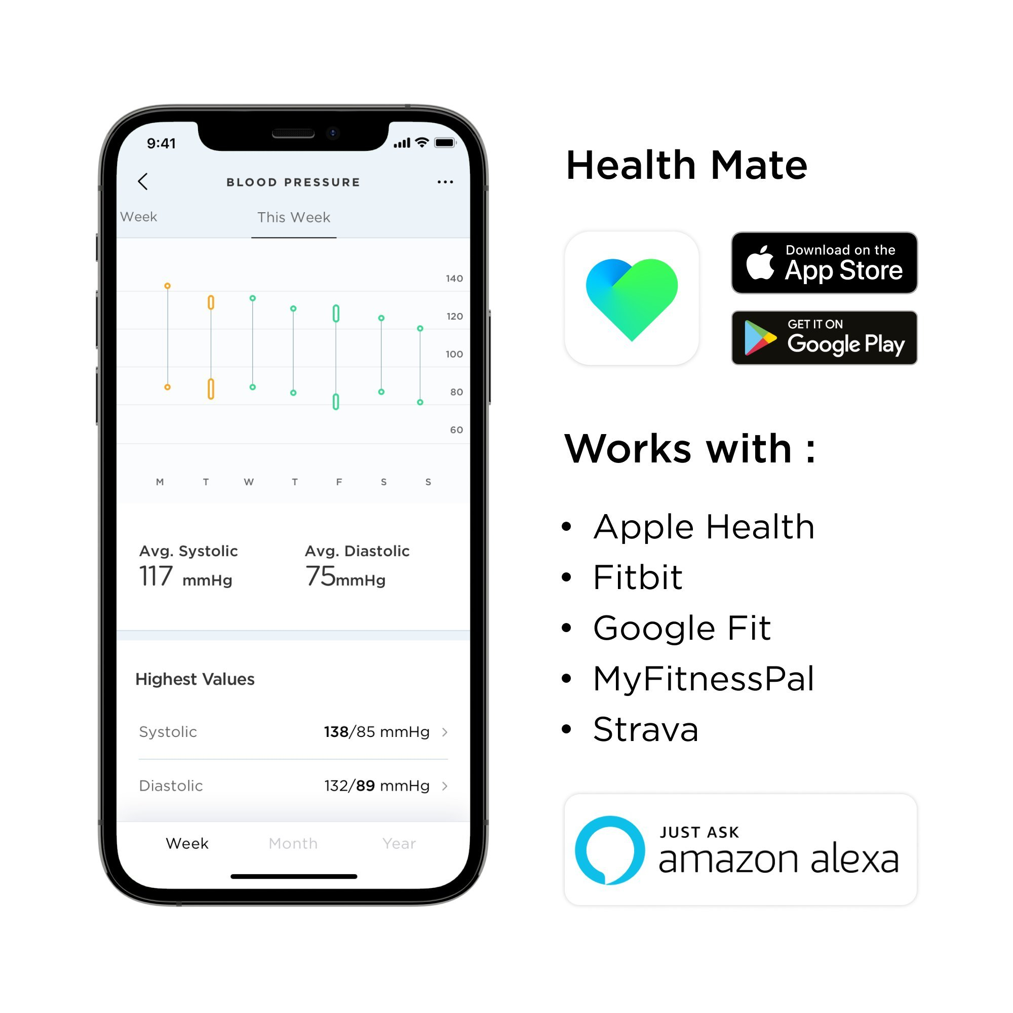 WITHINGS WMP05 Connect Blood Pressure Monitor - Grey thumbnail image