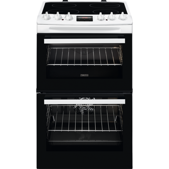 Zanussi ZCV46250WA 55cm Double Electric Cooker with Ceramic Hob - White thumbnail image