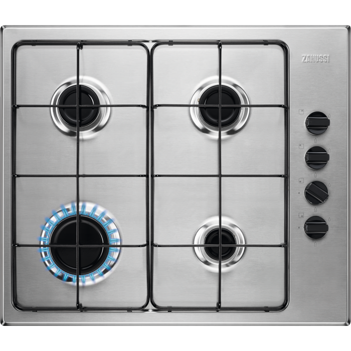 Zanussi ZGNN640X 59.4cm Series 20 Slim side control Integrated Gas Hob - Stainless Steel thumbnail image