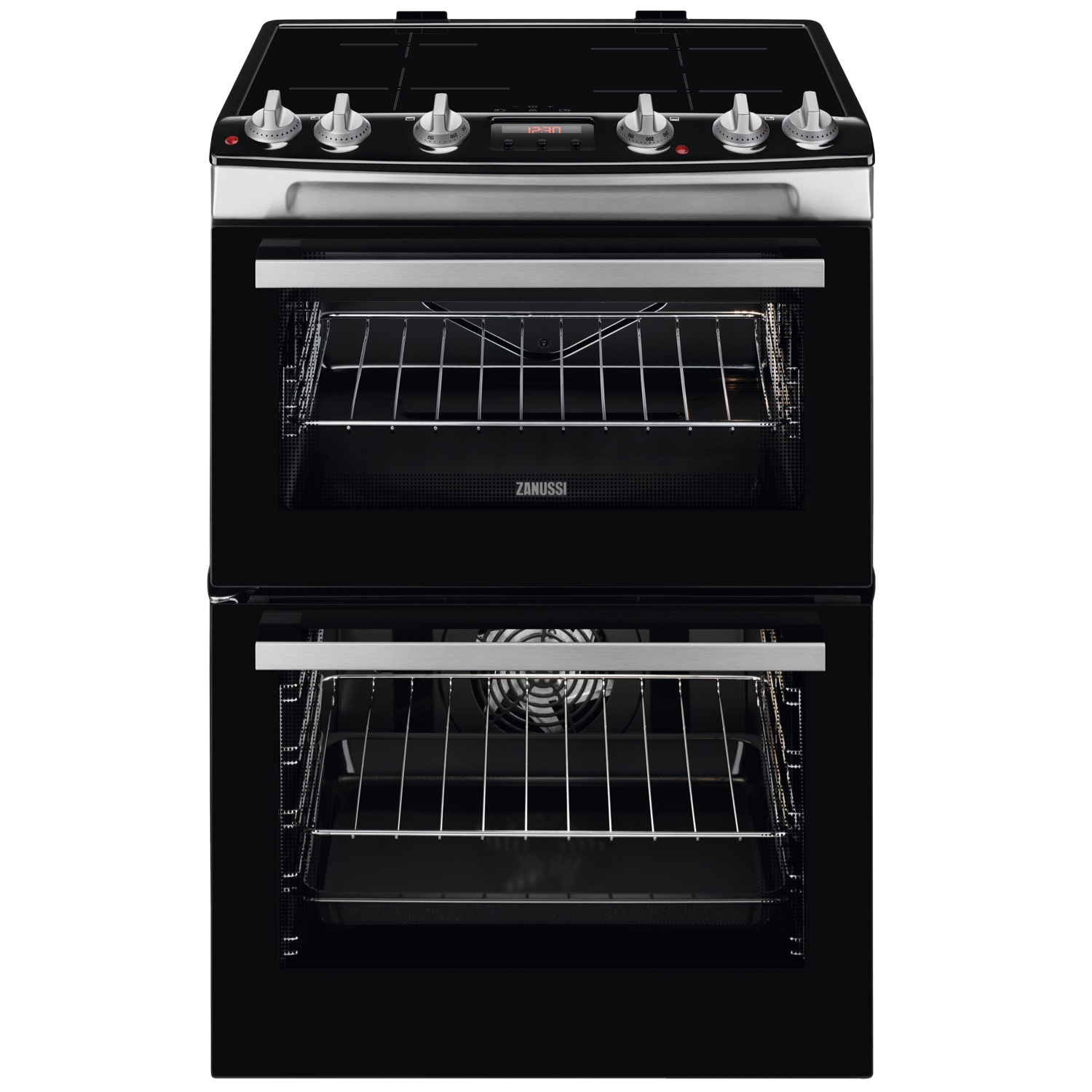Zanussi ZCI66288XA 60cm Electric Double Oven with Induction Hob - Black and Stainless Steel thumbnail image
