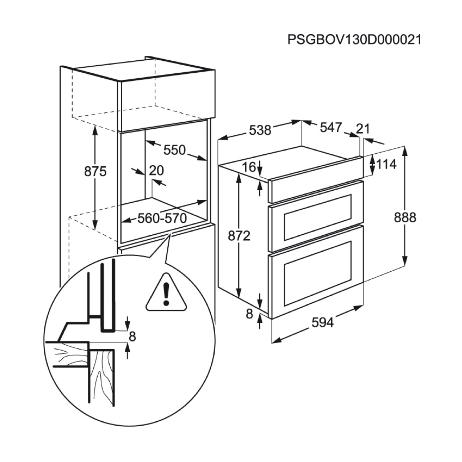 Zanussi ZKCXL3X1 56cm Built In Electric Double Oven - Stainless Steel thumbnail image