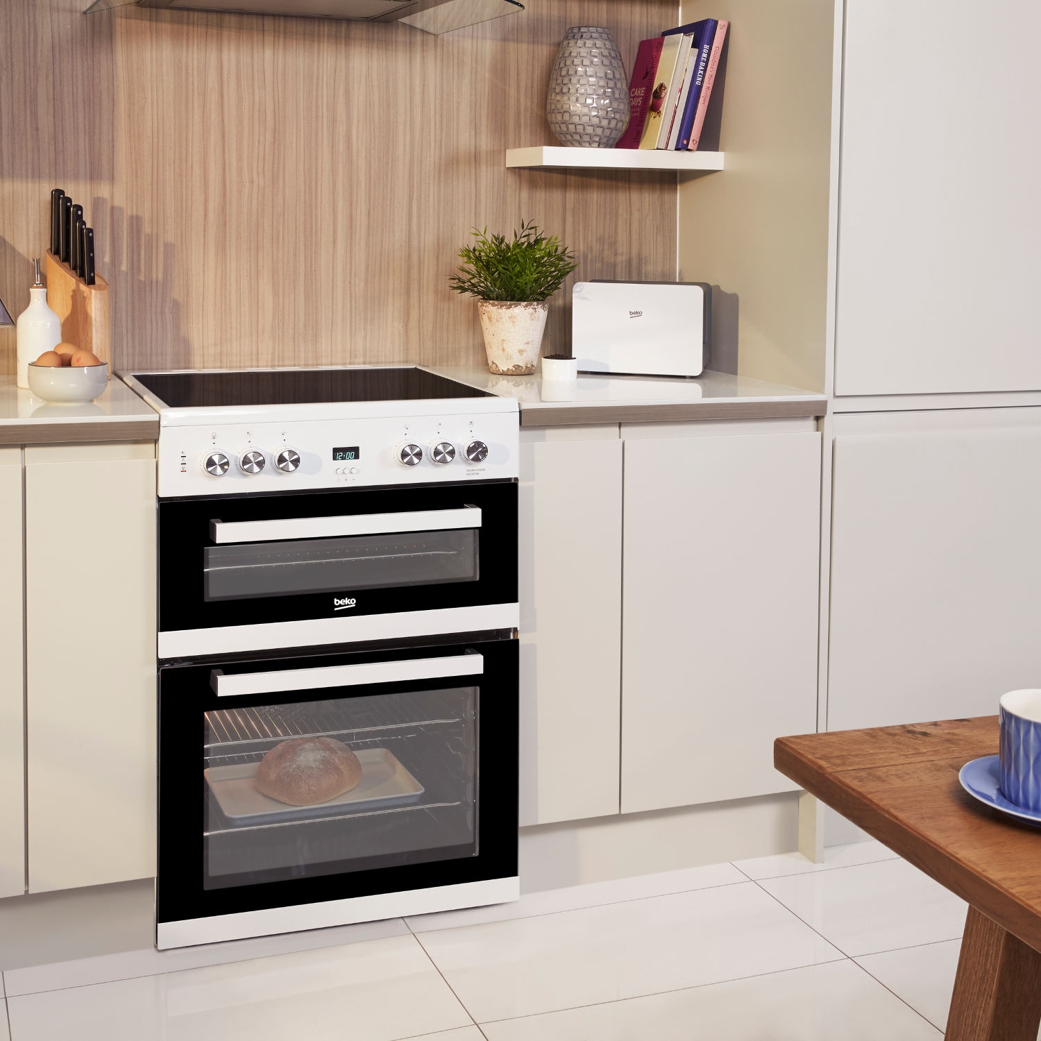 Beko EDC633W 60cm Electric Double Oven with Ceramic Hob - White thumbnail image