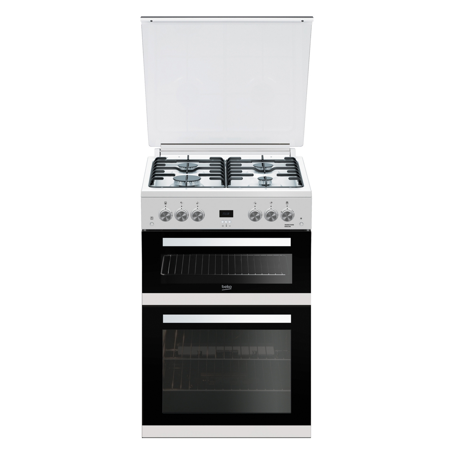 Beko EDG6L33W 60cm Gas Double Oven with Glass Lid - White thumbnail image