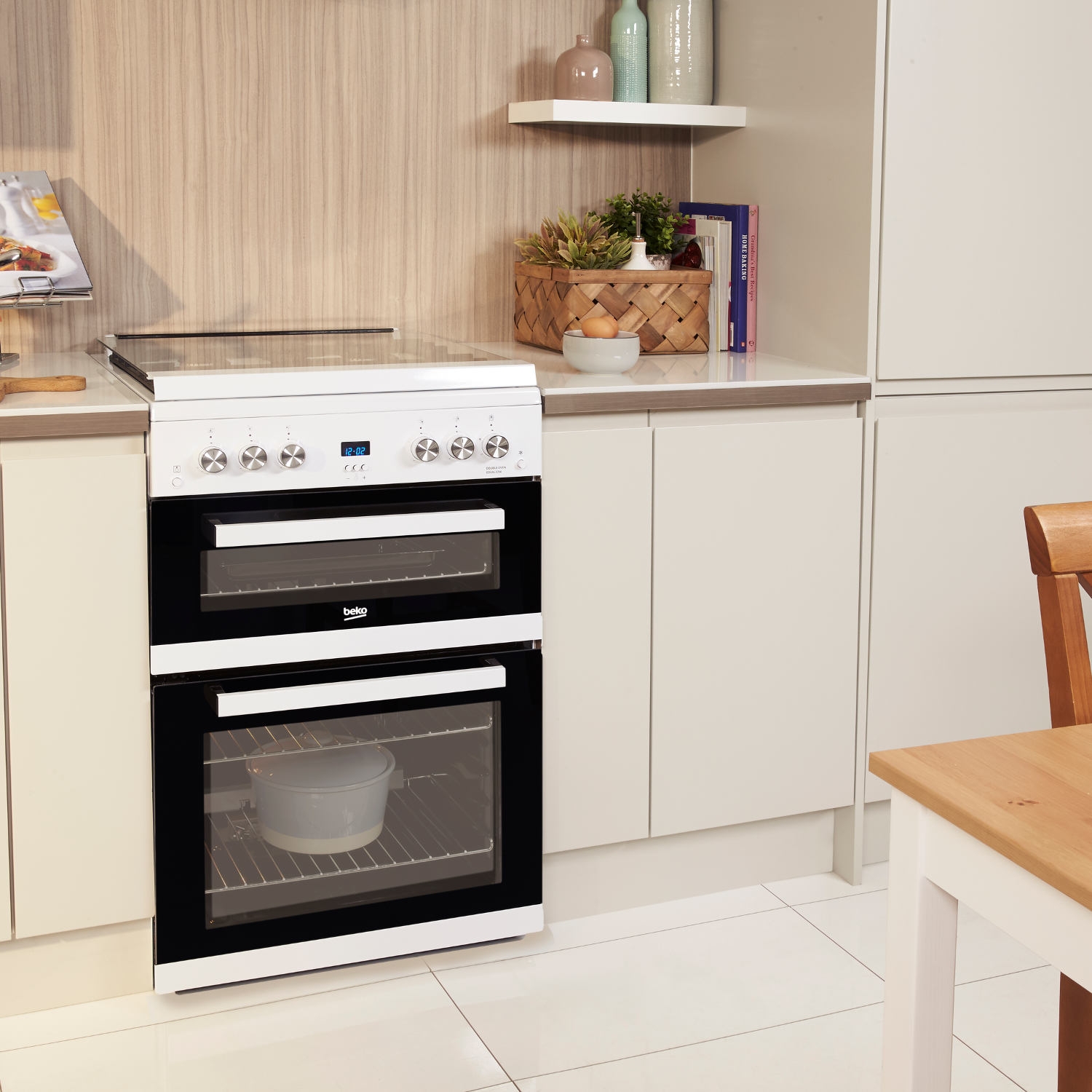 Beko EDG6L33W 60cm Gas Double Oven with Glass Lid - White thumbnail image
