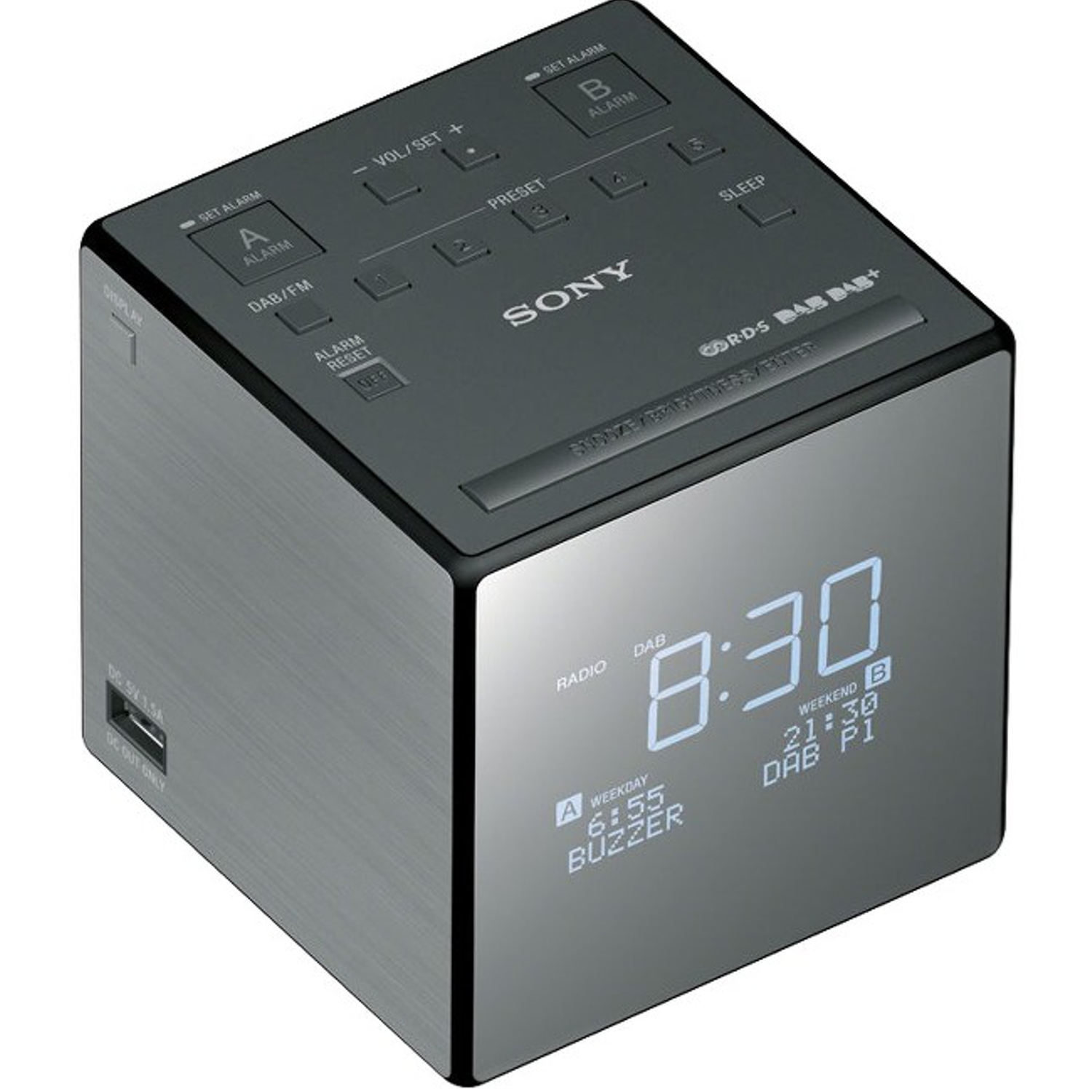 Sony Portable DAB/DAB+/FM Mirrored Digital Clock Radio - 0