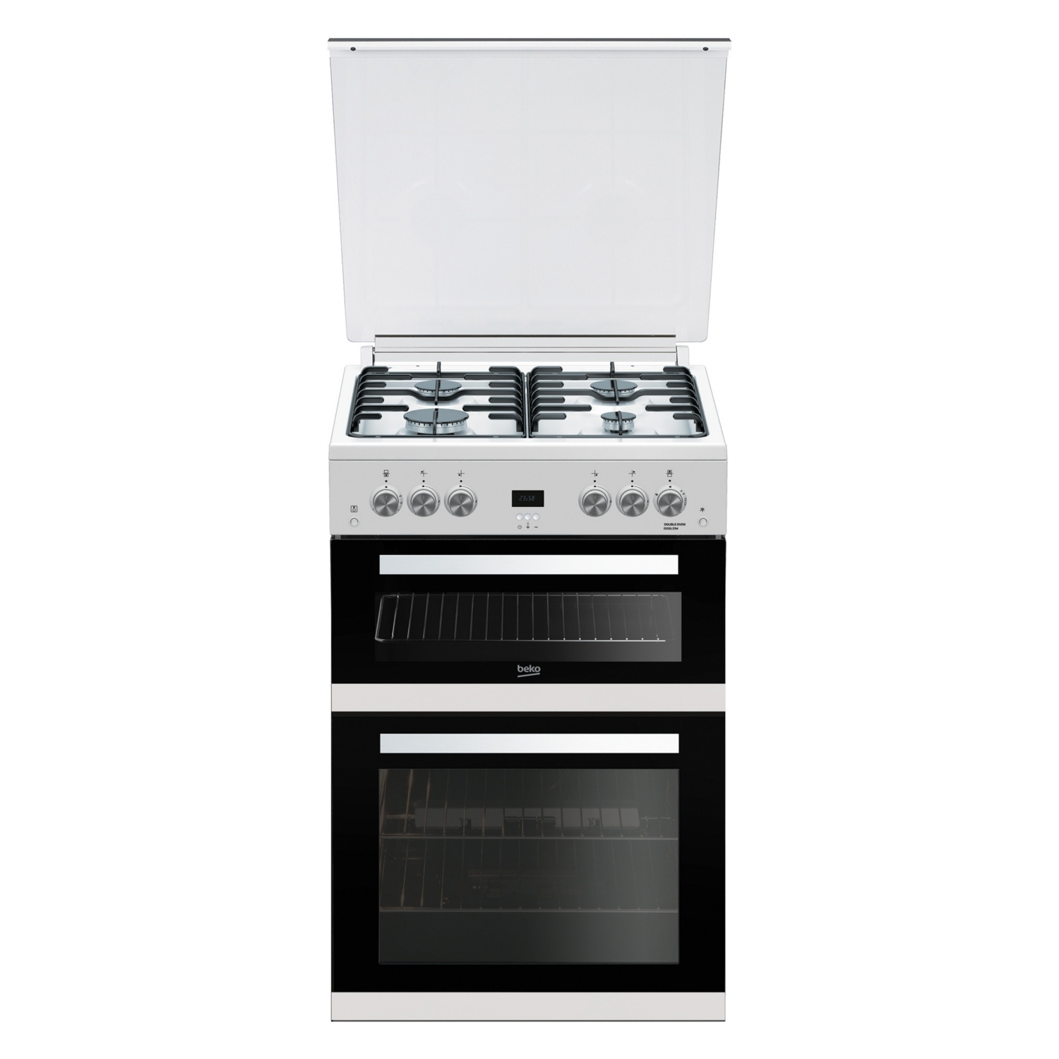 Beko EDG6L33W 60cm Gas Double Oven with Glass Lid - White - 7