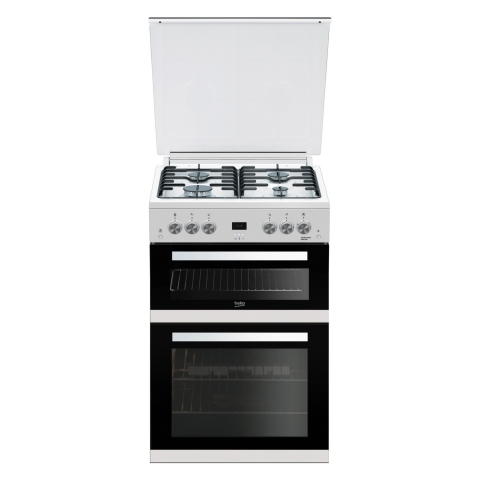 Beko EDG6L33W 60cm Gas Double Oven with Glass Lid - White