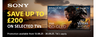 Save up to £200 on selected Sony TVs